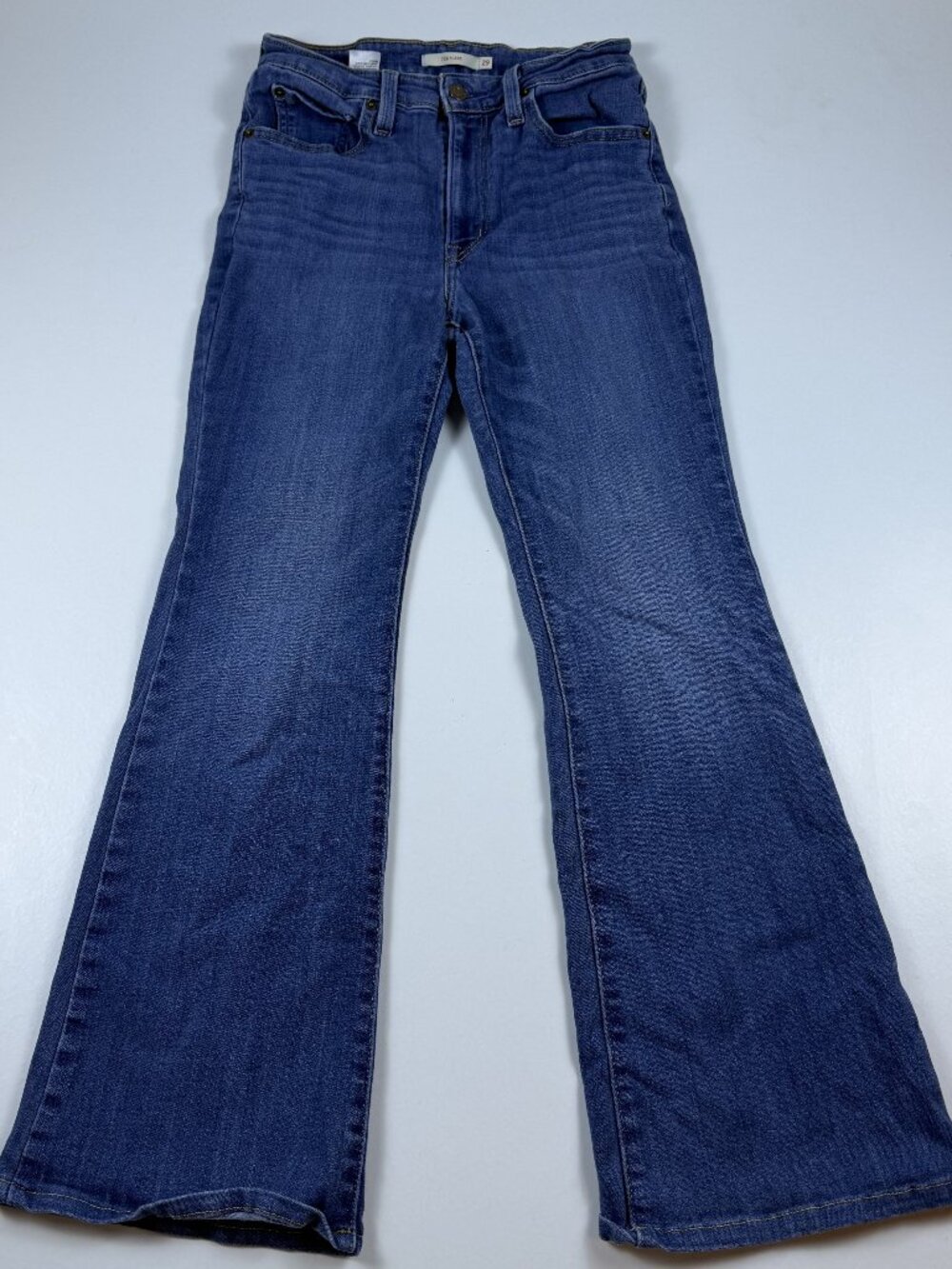 Levi's 726 Flare Jeans Womens 29 Medium Wash Blue High Rise Distressed Denim
